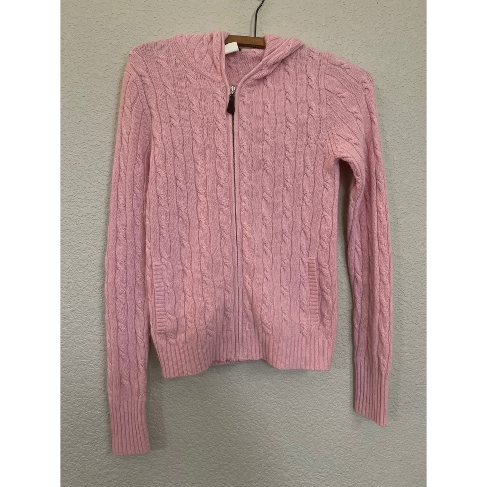 J Crew Pink Wool Cashmere Angora Blend Zip Up Sweater Womens Size XS